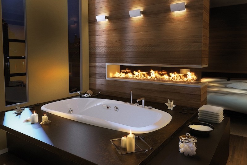 10 Mesmerizing Luxury Bathrooms with Fireplaces That You Will Love ➤To see more Luxury Bathroom ideas visit us at www.luxurybathrooms.eu #luxurybathrooms #homedecorideas #bathroomideas @BathroomsLuxury