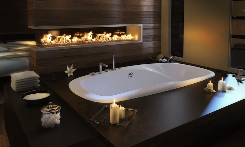 How to Spruce Up Luxury Bathrooms with Fireplaces ➤To see more Luxury Bathroom ideas visit us at www.luxurybathrooms.eu #luxurybathrooms #homedecorideas #bathroomideas @BathroomsLuxury