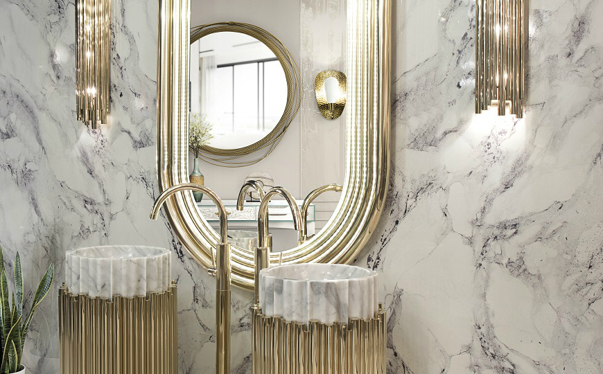 How To Add Glamour To Luxury Bathrooms With Gold Decor Ideas ➤ To see more news about Luxury Bathrooms in the world visit us at http://luxurybathrooms.eu/ #luxurybathroom #interiordesign #homedecor @BathroomsLuxury @bocadolobo @delightfulll @brabbu @essentialhomeeu @circudesign @mvalentinabath @luxxu @covethouse_