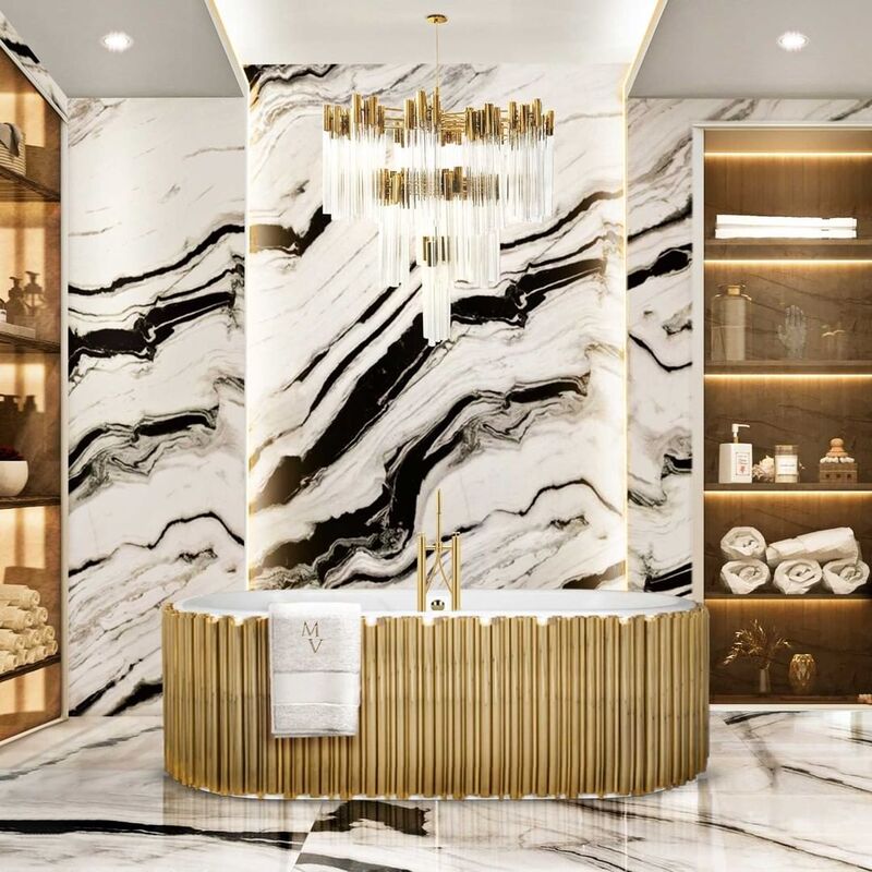 How To Get A Bathroom Oasis: 10 Ideas To Elevate Interiors bathroom oasis How To Get A Bathroom Oasis: 10 Ideas To Elevate Interiors Luxury Bathroom Design Concepts For An Ideal Oasis 1 MODERN MARBLE