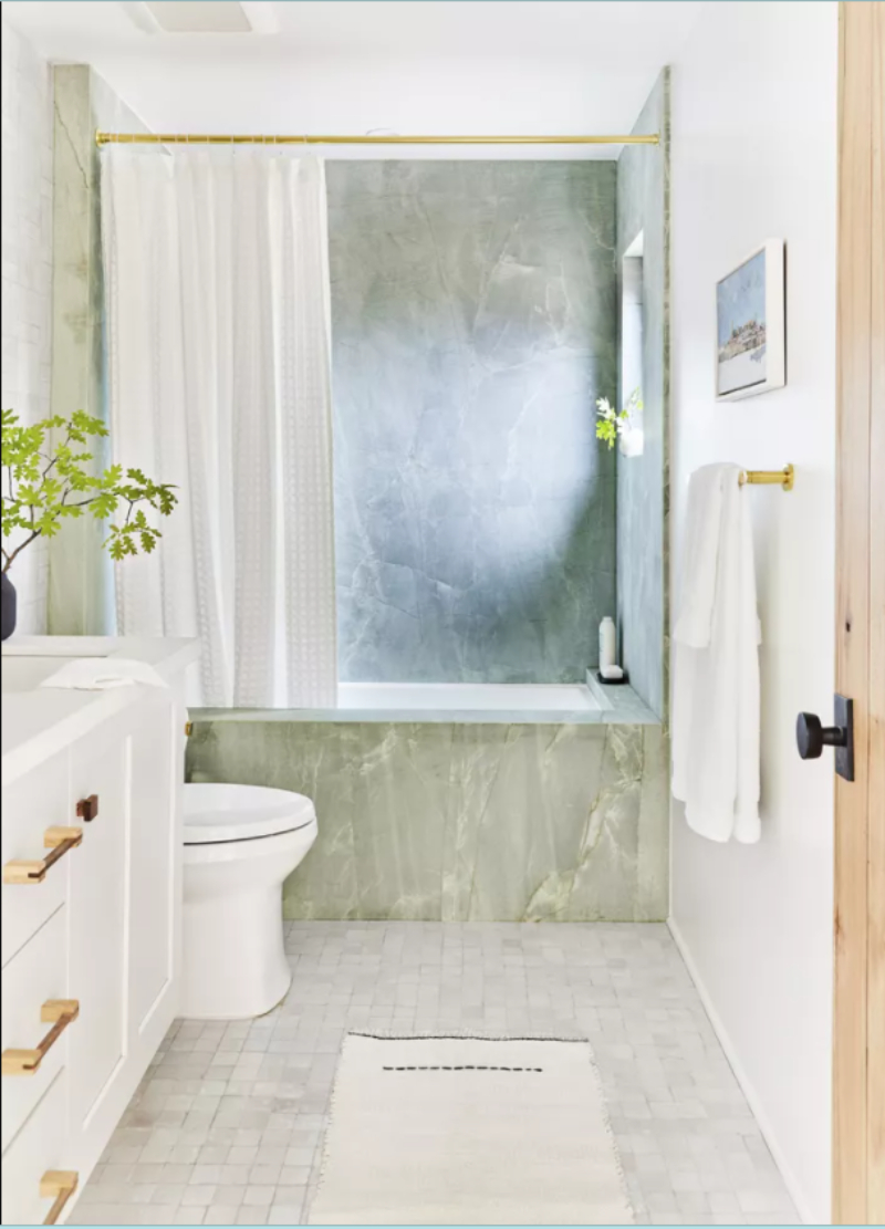 Bathroom-Design-Trends-Green-and-Black-Bathrooms-to-Astonish-light-gree-marble-surface