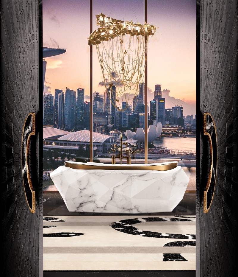 Bathtubs To Enjoy Your Relax Moments Diamond Faux Marble Bathtub White Window View