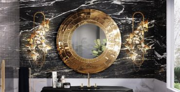 Lighting Ideas That Will Revolutionize Your Bathroom Design Luxury Bathroom with Black and Gold Tones and Astonishing Lamps