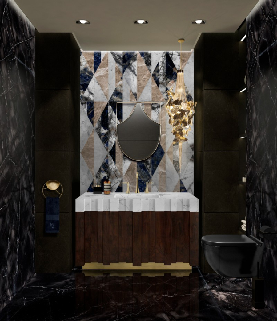 Lighting Ideas That Will Revolutionize Your Bathroom Design Nazca Washbasin Pendant Lamp Koi Mirror Dazzling Wood Elements