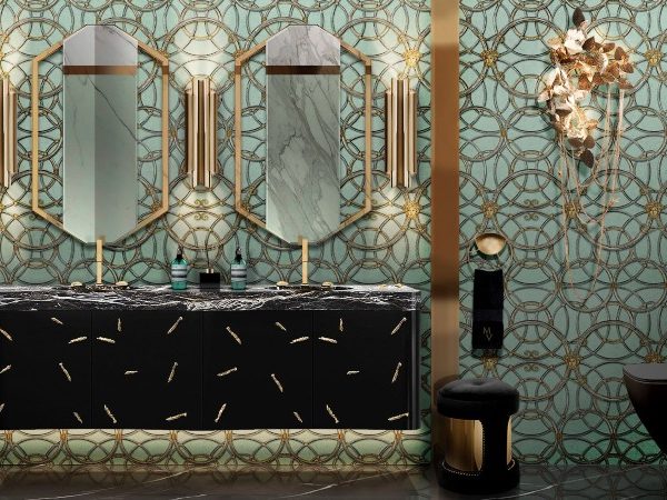 Washbasins To Add Luxury To Your Private Oasis Baraka Washbasin with two Koi Mirrors Golden Details