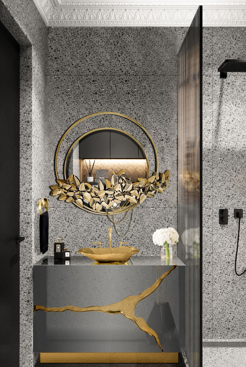 Washbasins To Add Luxury To Your Private Oasis Lapiaz Washbasin Koi Towel Rack Round Detailed Mirror