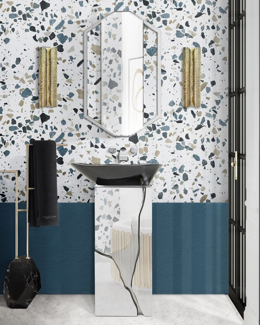 Bathroom Style A Terrazzo Inspired Luxury Bathroom Lapiaz Freestanding Sapphire Mirror