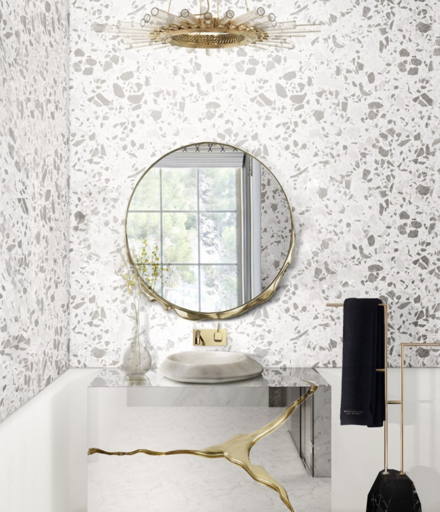 Bathroom Style A Terrazzo Inspired Luxury Bathroom Lapiaz Washbasin Magma MIrror