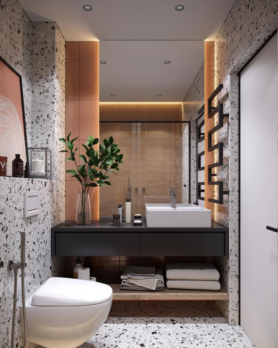Bathroom Style A Terrazzo Inspired Luxury Bathroom Terrazzo Vibe Orange Tones