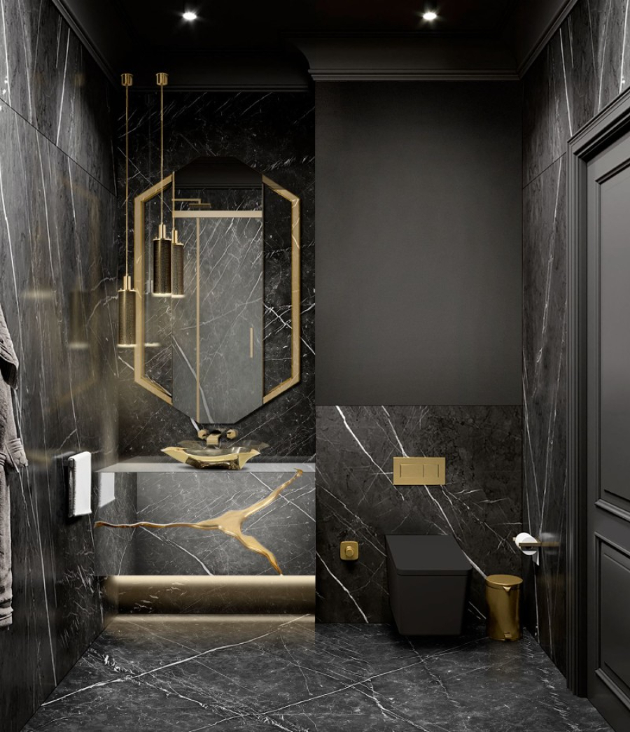Black Bathrooms A Remarkable Idea For Your Small Bathroom Project Lapiaz Vanity Cabinet Luxury Bathroom Gold Details