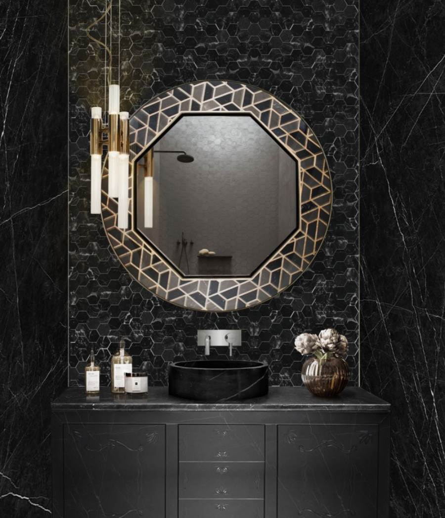 Black Bathrooms A Remarkable Idea For Your Small Bathroom Project Luxury Bathroom Metropolitan Vanity Cabinet Tortoise Mirror