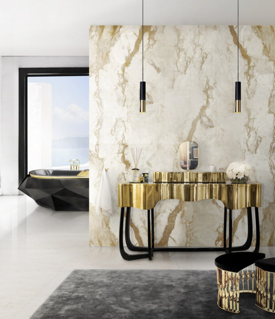 Closet Ideas The Perfect Ambiance In Your Private Refuge Sinuous Vanity Table Mandy Stool Luxury Closet Golden Ideas