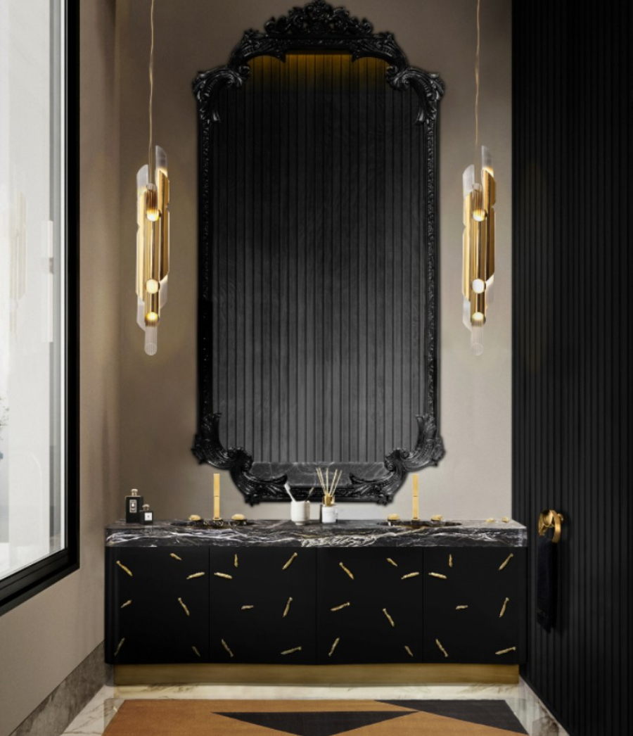 Design Inspiration To Revamp Your Luxury Bathroom Baraka Washbasin and Louis XVI Mirror Splendid Bathroom