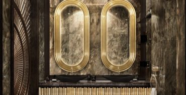 Luxury Bathroom Designs A Splendid Combination Between Black And Gold Symphony Washbasin and Colosseum Mirror