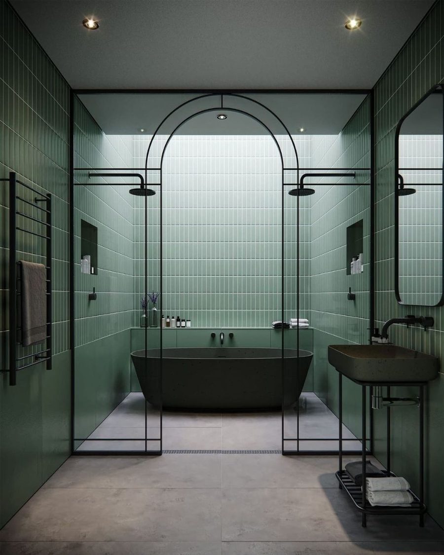 Luxury Bathroom Ideas The Harmony In The Green Palette Bath Space Green Inspiration