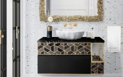 Luxury Bathrooms Vanities That Impress Tortoise Suspension Cabinet Terrazzo Bathroom Golden Details Marble