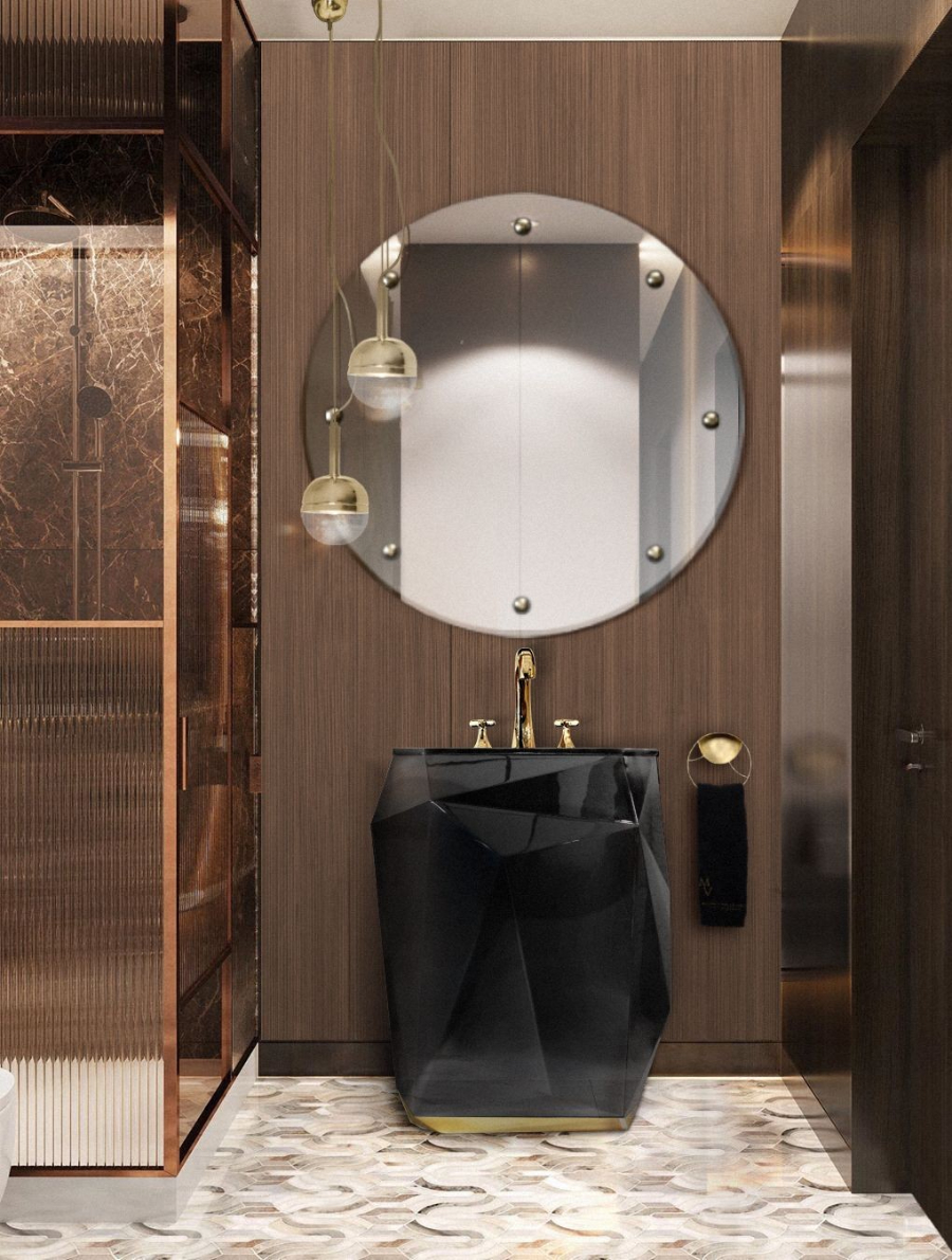 Small Bathroom Designs How To Achieve A Perfect Oasis Diamond Pedestal Sink Glimmer Mirror Modern bathroom