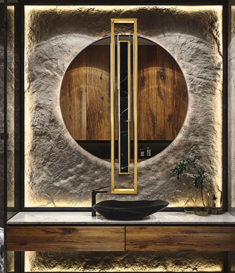 Small Bathroom Designs How To Achieve A Perfect Oasis Shield Mirror Luxury Bathroom Gold Details Wood Materials
