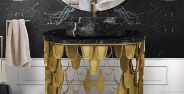 Washbasins To Level Up Your Modern Bathroom Koi Single Washbasin Gold Details Marble Surfaces