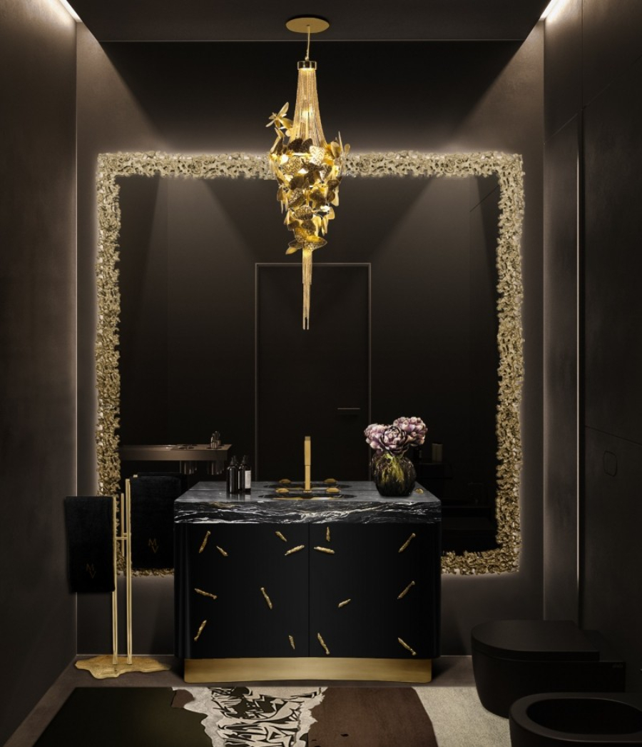 Lighting Ideas For Bathroom The Importance In A Luxury Bathroom McQueen Pendant Baraka Vanity Cabinet Black Bathroom