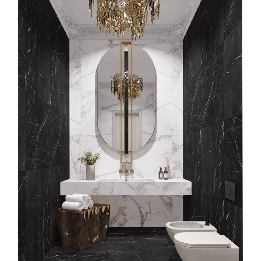 DELICATE AND SOPHISTICATED MARBLE BATHROOM