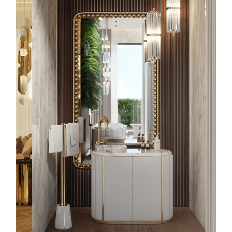 CLEAN BATHROOM DESIGN WITH WHITE DARIAN COLLECTION
